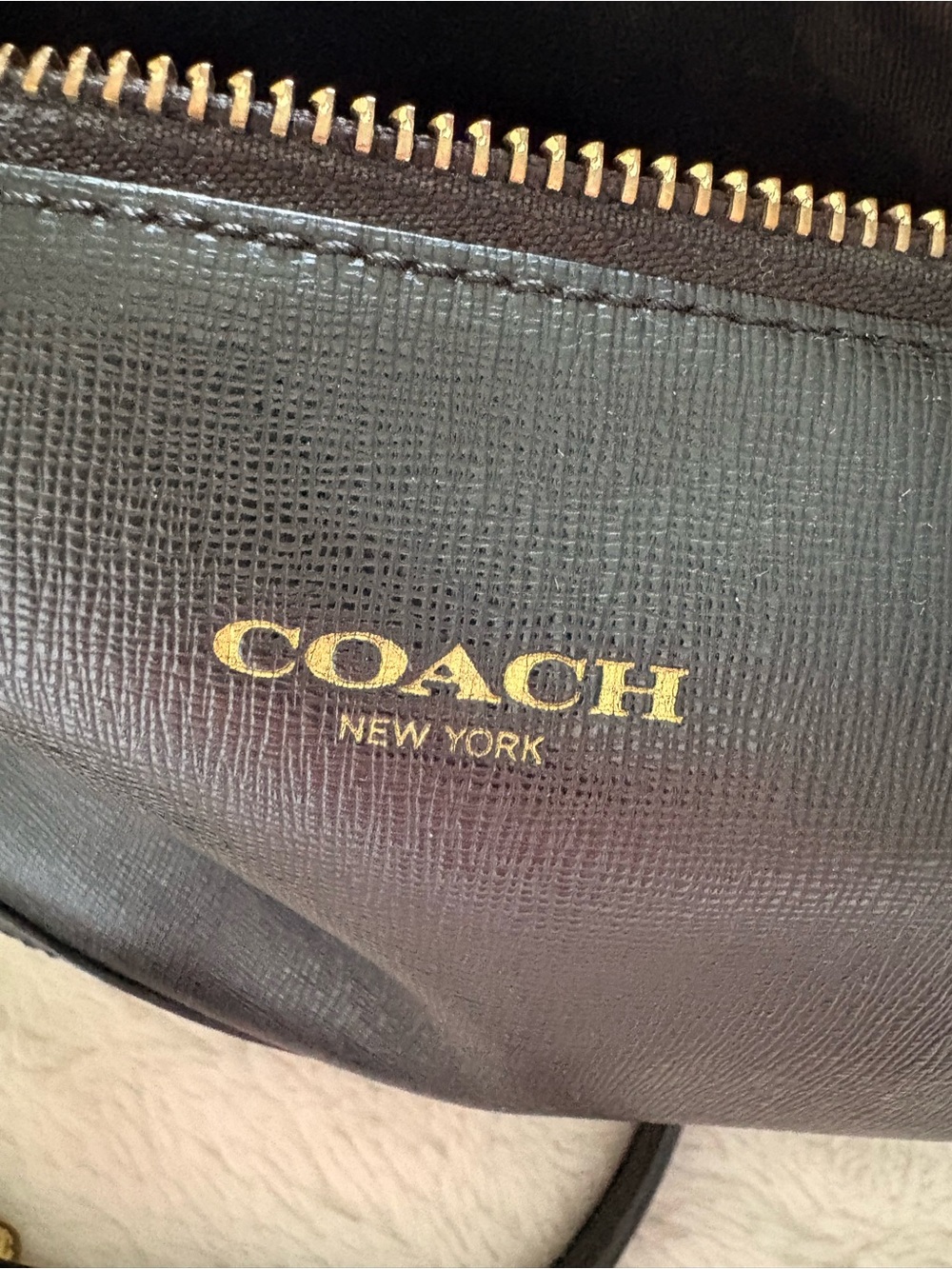 Coach Saffiano Mini Leather Satchel with Gold Hardware - Picture 4 of 13
